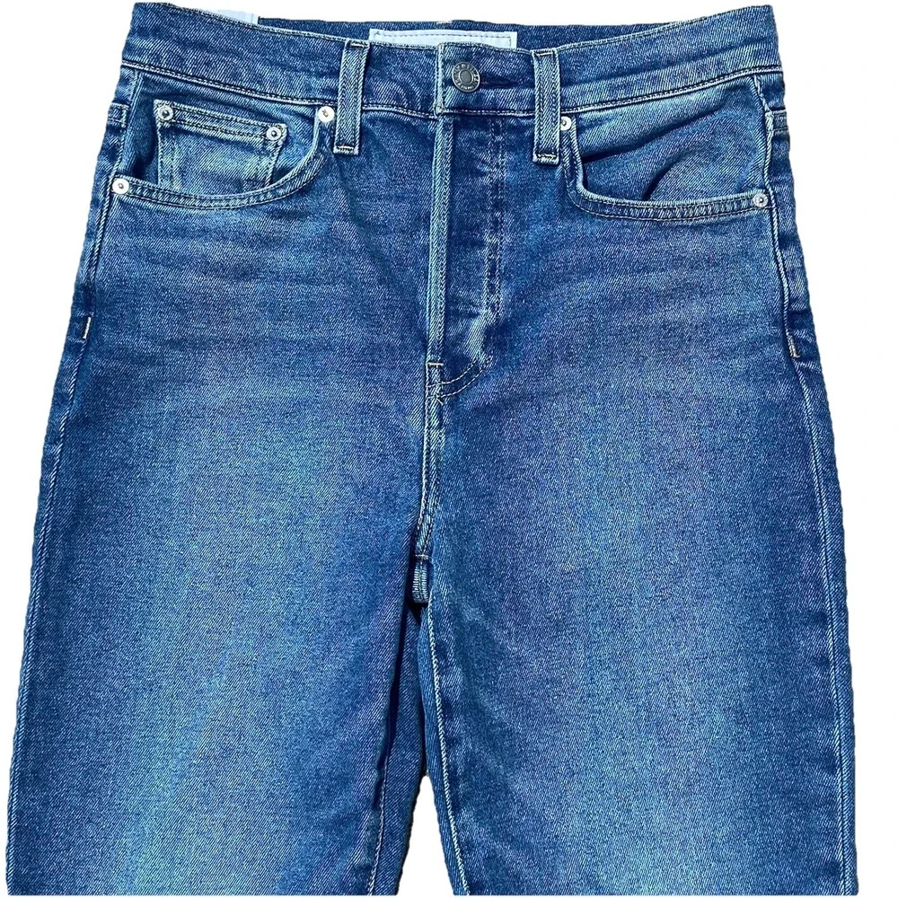 Frank & Eileen Size 27x27 Antique Blue Medium Wash Cork Straight Leg Denim Jeans - Picture 10 of 12